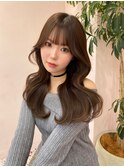 オリーブベージュ/韓国ヘア/渋谷/レイヤー/顔まわり/前髪