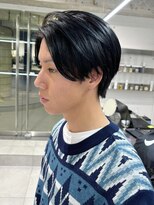 ダブ アオヤマ(DaB AOYAMA)&nbsp;ブルーブラック　ネイビーヘア　センターパート　センター分け