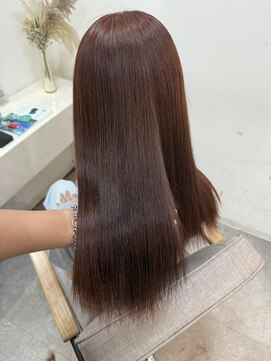 ラビス クローバー(Lovis clover) くびれヘア/アプリコットオレンジ/ハイライトカラー/夏/縮毛矯正