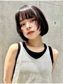 切りっぱなしボブ/ミニボブ/前髪/ストレート/フェイスレイヤー