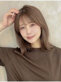 外ハネボブ/ぱっつんボブ/シースルーバング/グレージュカラー