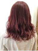 ボルドーカラー 大人かわいい ボブ カーキグレージュ  前髪