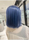 ネイビーブルーダブルカラーミニボブ
