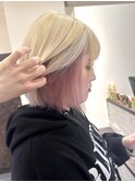 イヤリングカラー/インナーカラーピンクカラー/ホワイトブロンド