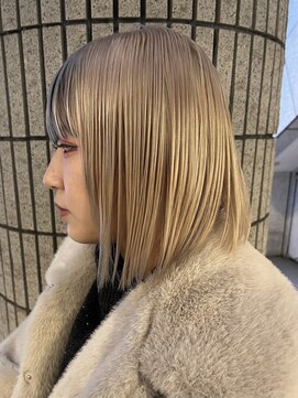 ダブ アオヤマ(DaB AOYAMA) 【ブリーチ2回】ホワイトブロンド×前髪インナーローライト