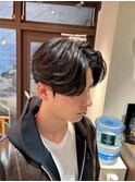 韓国ヘア　カルマパーマ　ダウンパーマ　メンズ　センターパート