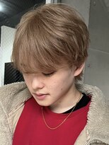 シースルーマッシュ　ミルクティーベージュ　センターパート