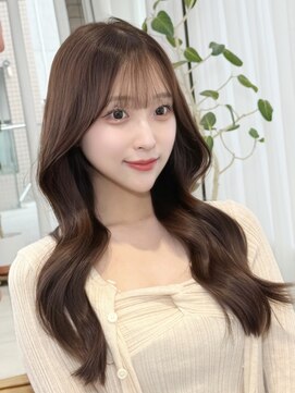 レイリー 原宿 表参道(Rayreee) 小顔レイヤーロング×ナチュラル韓国巻き/チョコレートブラウン