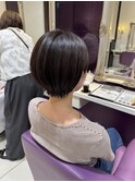 京都美容室　丸みショート　ワイドバング　進詩織