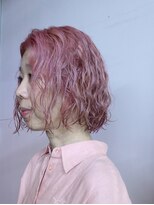 シーセブン(CCCCCCC) 一度のブリーチでピンクに!くせを活かしたボブ 三軒茶屋 ボブ