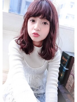 ランプ ヘアー(lamp hair) 【lamp hair】外国人風/シフォンウェーブミディ/モカピンク/