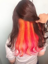 オーティティ(O-TETE)&nbsp;O-tete 赤系イエローオレンジストライプインナーカラー