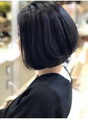 縮毛矯正Posh前下がりボブ骨格カット前髪なし内巻き