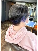 メンズ・ブルーインナーカラー・アッシュベース