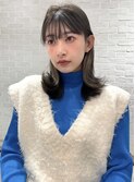 外ハネ/フルバング/ぱっつん前髪/インナーカラー
