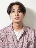 韓国ヘアカルマパーマコンマバングセンターパート黒髪ウルフ