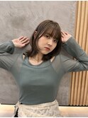 中川　前髪カット顔まわり似合わせ外ハネくびれレイヤーミディ