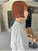 ブリーチなしダブルカラーオレンジミニボブ/落合