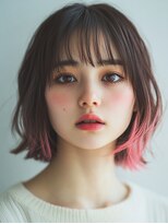 ロディーナコク 大口 新子安(rodina.coc)&nbsp;ビビットピンクインナーカラー ナチュラルレイヤー/髪質改善