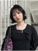 ボブレイヤー/地毛風カラー/黒髪ボブ/切りっぱなしボブ/パーマ風