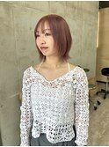 ピンクベージュ/透明感カラー／レイヤーカット／髪質改善/本町