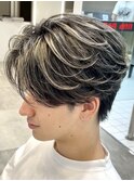 原宿フェザーパーマニュアンスパーマメンズパーマセンターパート