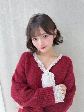 カシュカシュ 表参道(cache cache) ボブのわたあめ巻き/アイドル前髪/黒髪/わたボブ/似合わせカット