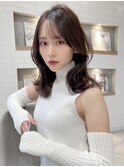 小顔ヘア小顔ミディアム　小顔カットサイドバンク　韓国　水越