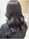 ミディアムヘア暗めカラーデザインカラーフェイスフレーミング