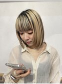 顔周りレイヤー×デザインブリーチ×ホワイトベージュ【大宮】