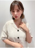 韓国似合わせイメチェンハッシュカットフルバングレッドブラウン