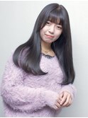 レイヤーストレート黒髪姫カット10代20代30代前髪あり前髪なし