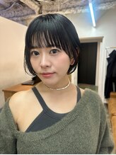 アル 心斎橋(alu)&nbsp;黒髪×オリーブグレー(髪質改善カラー)×ボブ