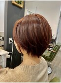 丸みショート×艶カラー