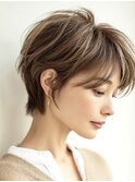 大人ショートレイヤー白髪ぼかし脱白髪染め40代50代60代原宿