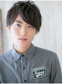 斜めバングマットブラウン七三分けウルフヘアg札幌月寒