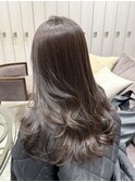 レイヤーカットラベンダーブラウンベージュブリーチなし
