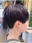 パープルで透明感×刈り上げマッシュショート　フクザワ