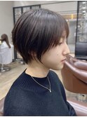 デジタルパーマ　くびれショート　ショートボブアッシュブラウン