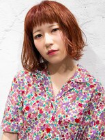 ボウ(BEAU)&nbsp;高彩度オレンジカラーでつくるふんわりハイトーンカジュアルボブ