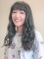 ココンヘアー(KOKON hair) 切りっぱなしロング×ワンブリーチミントアッシュ