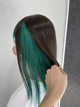 アジールヘア 所沢プロペ通り店(agir hair) エメラルドグリーンカラー10代20代30代レイヤー