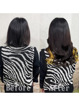 あるじゃんすー 渋谷店 ブラック×イエロー#シールエクステ#セクションカラー#韓国#渋谷