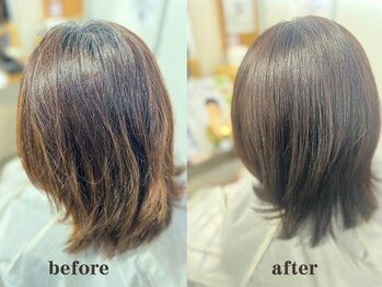 アクロ ヘアー(ACRO HAIR)の写真/こだわりの薬剤と技術で思わず触れたくなる美髪へ…♪カラーやパーマとの相性も良く、持ちがUP◎