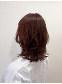くびれミディ レイヤースタイル ピンクブラウン