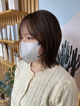 キュオンシア(CUEON. ciea) 切りっぱなしボブ×シアーベージュ