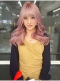 ピンクアッシュ ケアブリーチ 韓国ヘア 10代20代 ロング