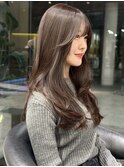 韓国風レイヤーカット 色気 ハッシュカット かきあげ 黒髪