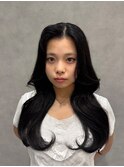ダークグレージュ/ブルーブラック/暗髪カラー/韓国風巻き