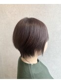 着物ヘア/ダークアッシュ/ミディアムレイヤーカット/我孫子